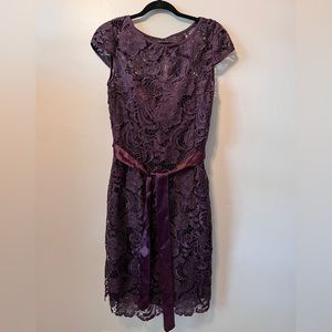 Adrianna Papell Purple Lace Dress